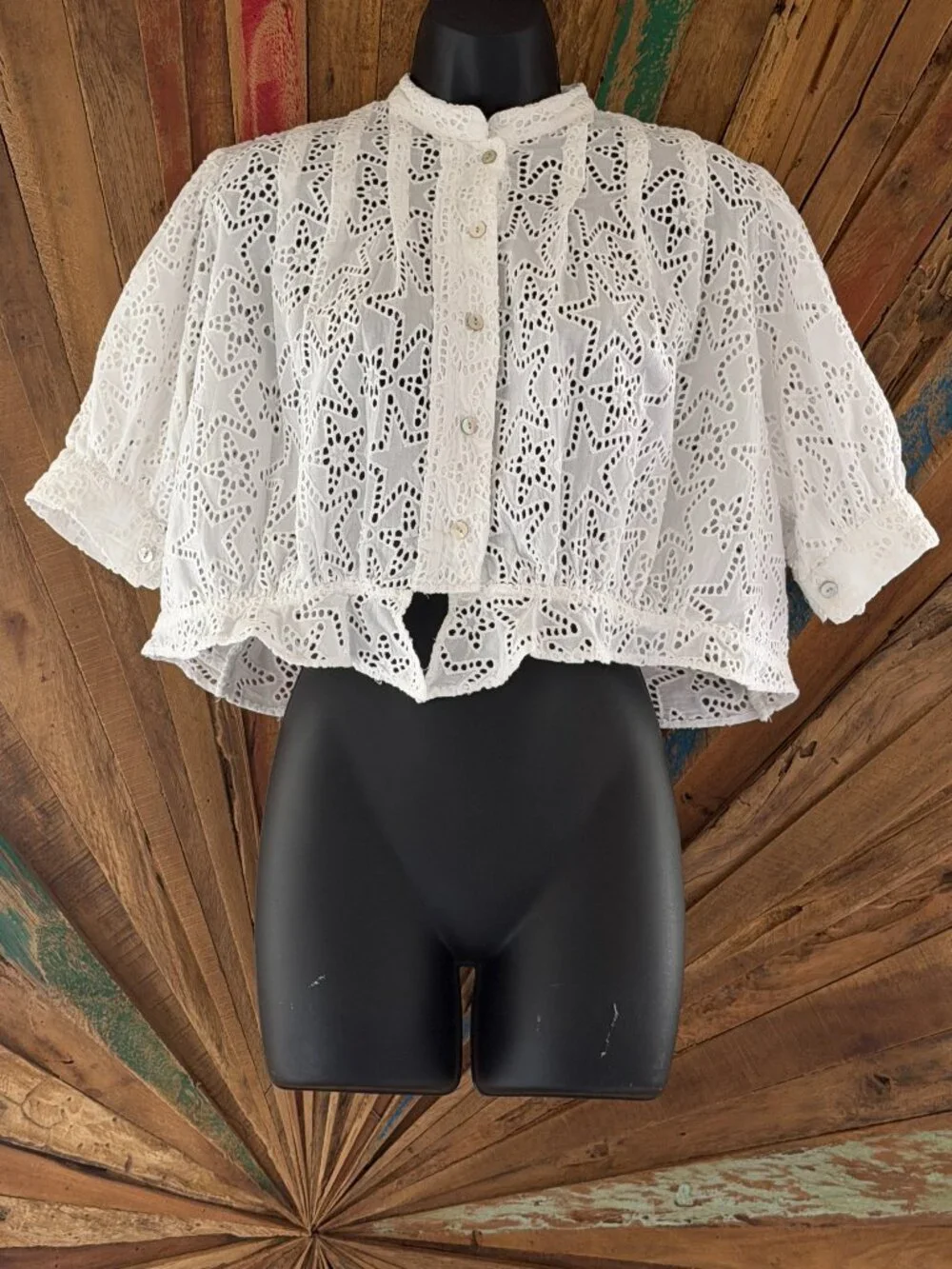 Alix of Bohemia Rhiannon star anglaise eyelet white blouse/shirt/top Sz M - Picture 5 of 14